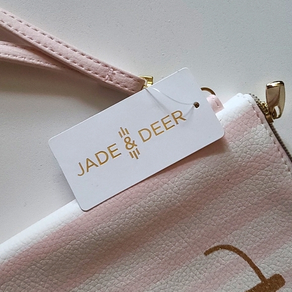 NWT Team Bride clutch, pink and white stripes - Picture 2 of 5